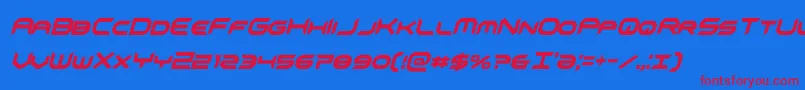 omnigirlxtracondital-Schriftart – Rote Schriften auf blauem Hintergrund