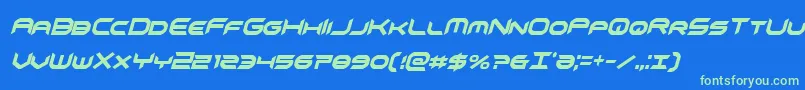 omnigirlxtracondital Font – Green Fonts on Blue Background