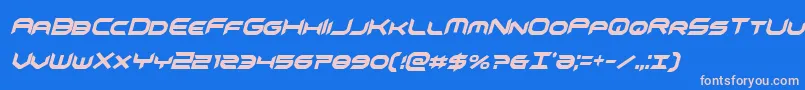 omnigirlxtracondital-fontti – vaaleanpunaiset fontit sinisellä taustalla