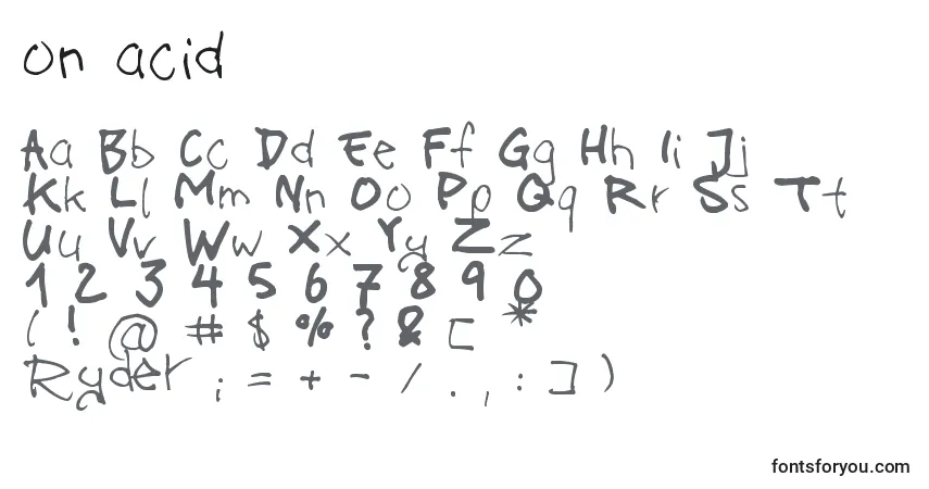 Шрифт On acid – алфавит, цифры, специальные символы