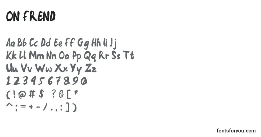 Czcionka ON FREND – alfabet, cyfry, specjalne znaki