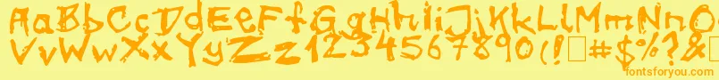 on meth-Schriftart – Orangefarbene Schriften auf gelbem Hintergrund