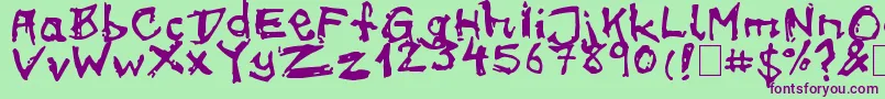 フォントon meth – 緑の背景に紫のフォント