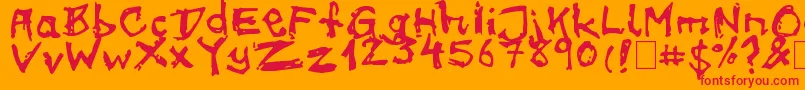 フォントon meth – オレンジの背景に赤い文字