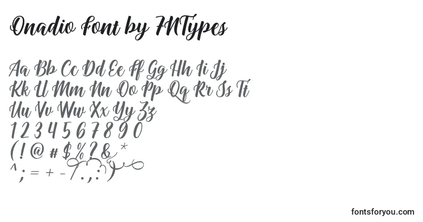 A fonte Onadio Font by 7NTypes – alfabeto, números, caracteres especiais