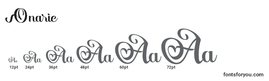 Onarie Font Sizes