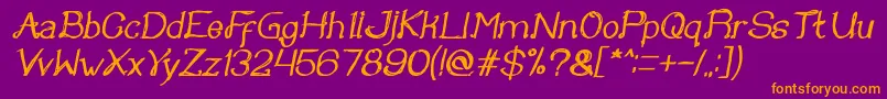 Once upon a time Bold Italic Font – Orange Fonts on Purple Background