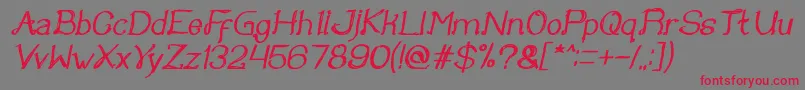 Once upon a time Bold Italic Font – Red Fonts on Gray Background
