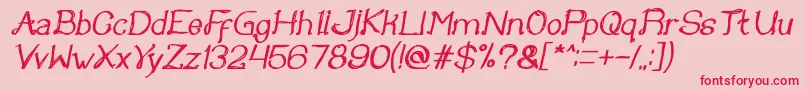 フォントOnce upon a time Bold Italic – ピンクの背景に赤い文字