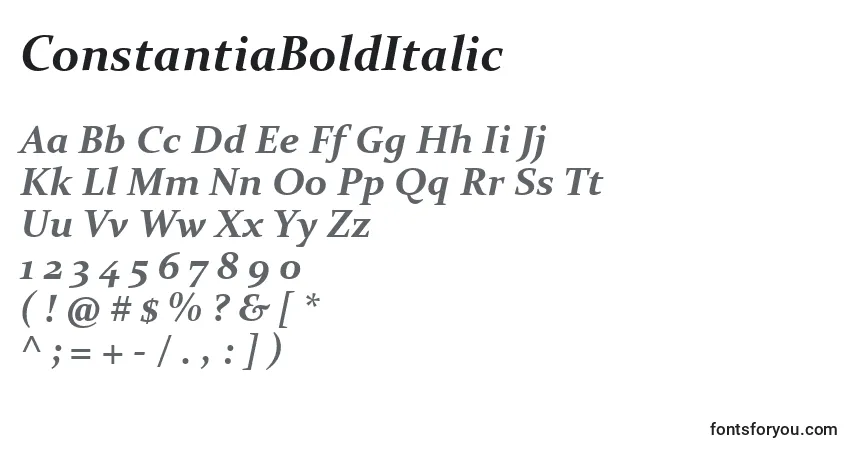 ConstantiaBoldItalic font – alphabet, numbers, special characters