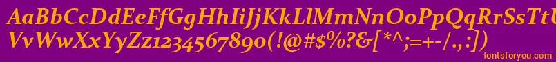 Czcionka ConstantiaBoldItalic – pomarańczowe czcionki na fioletowym tle