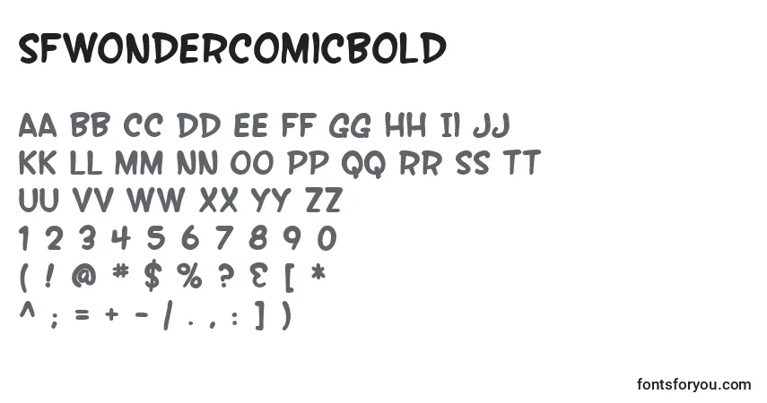 Шрифт SfWonderComicBold – алфавит, цифры, специальные символы