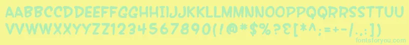 SfWonderComicBold Font – Green Fonts on Yellow Background