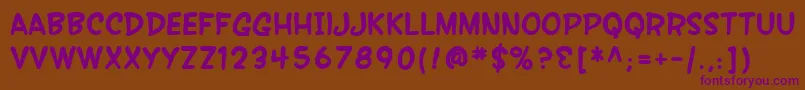 SfWonderComicBold Font – Purple Fonts on Brown Background