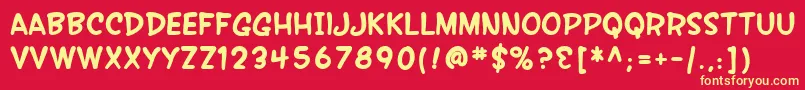 SfWonderComicBold-fontti – keltaiset fontit punaisella taustalla