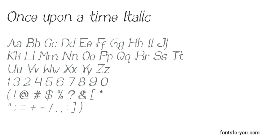 Schriftart Once upon a time Italic – Alphabet, Zahlen, spezielle Symbole