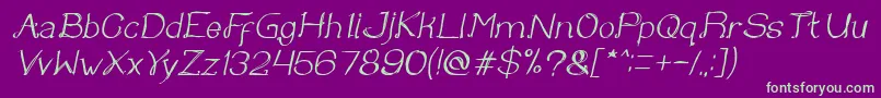 Once upon a time Italic Font – Green Fonts on Purple Background