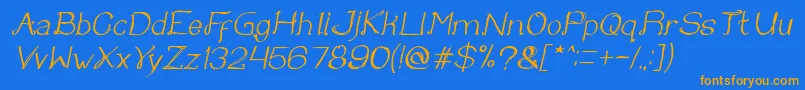 Once upon a time Italic Font – Orange Fonts on Blue Background