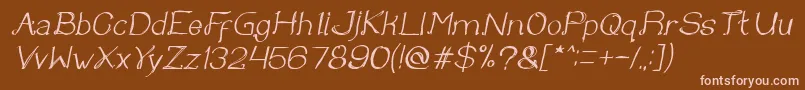 Fonte Once upon a time Italic – fontes rosa em um fundo marrom