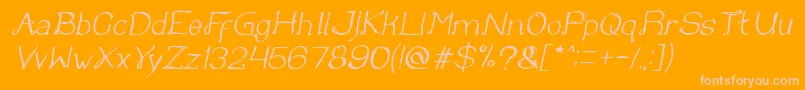 Once upon a time Italic-Schriftart – Rosa Schriften auf orangefarbenem Hintergrund