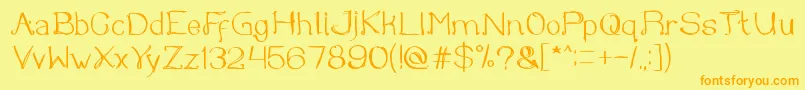Once upon a time-Schriftart – Orangefarbene Schriften auf gelbem Hintergrund