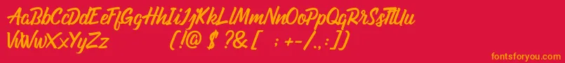 Ondfuturs Demo-Schriftart – Orangefarbene Schriften auf rotem Hintergrund