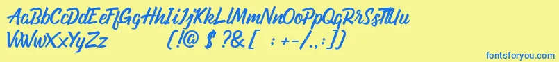 フォントOndfuturs Demo – 青い文字が黄色の背景にあります。