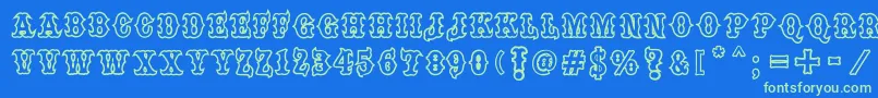 フォントone percent font – 青い背景に緑のフォント