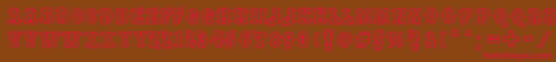 フォントone percent font – 赤い文字が茶色の背景にあります。