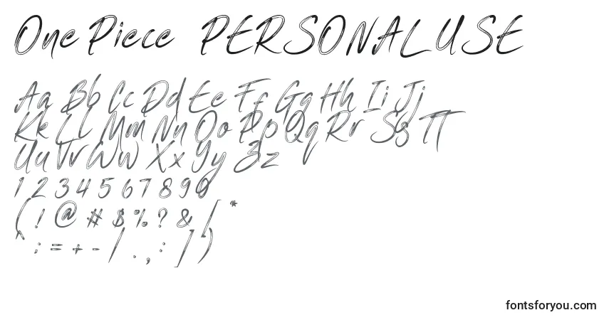 A fonte One Piece   PERSONAL USE – alfabeto, números, caracteres especiais
