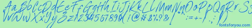 One Piece   PERSONAL USE Font – Blue Fonts on Green Background