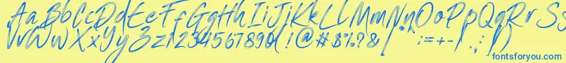 One Piece   PERSONAL USE Font – Blue Fonts on Yellow Background