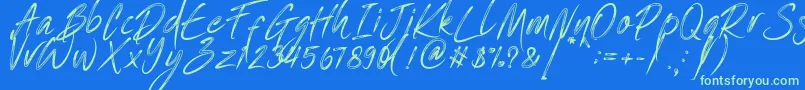 One Piece   PERSONAL USE Font – Green Fonts on Blue Background