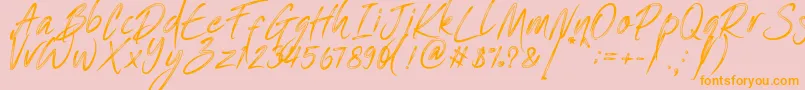 One Piece   PERSONAL USE-Schriftart – Orangefarbene Schriften auf rosa Hintergrund