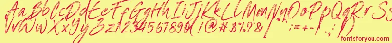 One Piece   PERSONAL USE-Schriftart – Rote Schriften auf gelbem Hintergrund