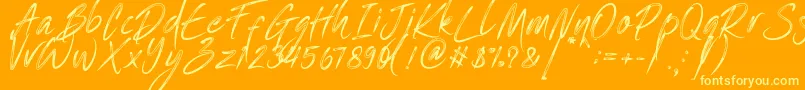 One Piece   PERSONAL USE-Schriftart – Gelbe Schriften auf orangefarbenem Hintergrund
