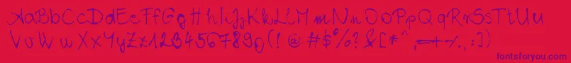 ChloeSHandwriting Font – Purple Fonts on Red Background