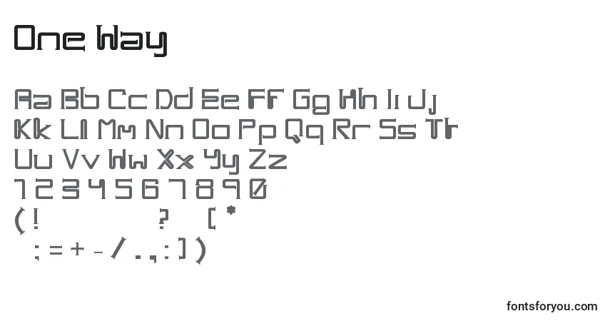 Шрифт One Way (136112) – алфавит, цифры, специальные символы