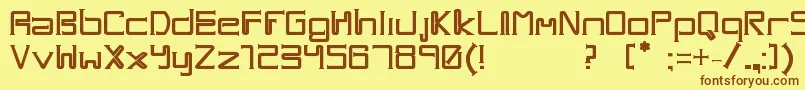 フォントOne Way – 茶色の文字が黄色の背景にあります。