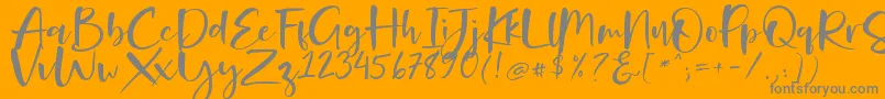 Onelove Free Personal Use-Schriftart – Graue Schriften auf orangefarbenem Hintergrund