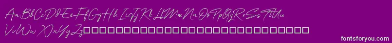 OneSignature Font – Green Fonts on Purple Background