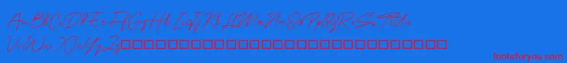 Czcionka OneSignature – czerwone czcionki na niebieskim tle
