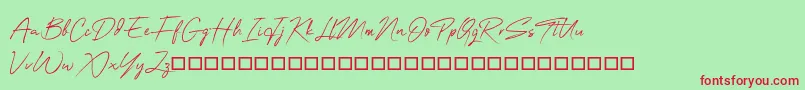 OneSignature Font – Red Fonts on Green Background