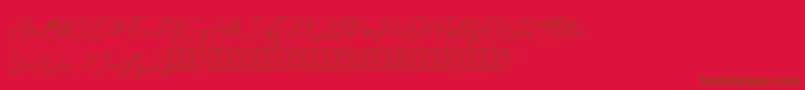 OneSignature-Schriftart – Braune Schriften auf rotem Hintergrund