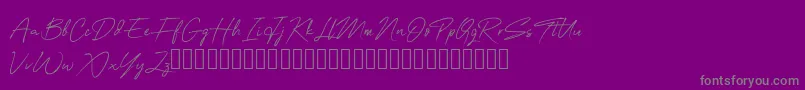 OneSignature-Schriftart – Graue Schriften auf violettem Hintergrund