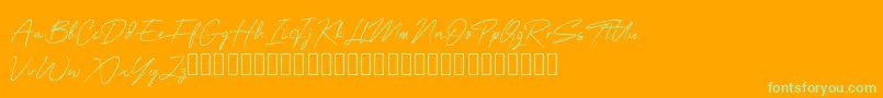 OneSignature Font – Green Fonts on Orange Background