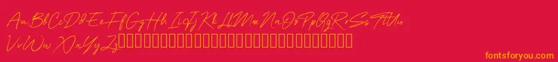 OneSignature Font – Orange Fonts on Red Background