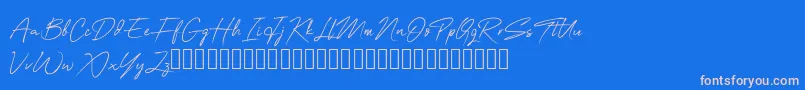 OneSignature-fontti – vaaleanpunaiset fontit sinisellä taustalla