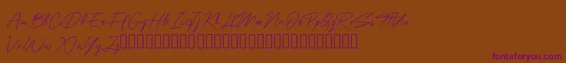 Saiba mais sobre a fonte OneSignature Fonte OneSignature – fontes roxas em um fundo marrom
