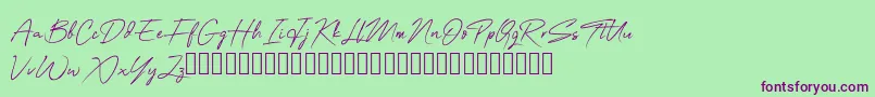 OneSignature-Schriftart – Violette Schriften auf grünem Hintergrund